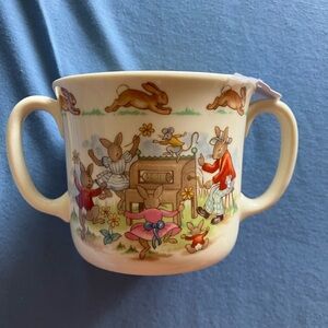 Royal Doulton Vintage Children's Mug Fine Bone China-Bunnykins. Made in England.